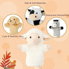 4 PCS 11'' Farm Animal Hand Puppet Set Soft Realistic Plush Puppets Toys Sheep - Image 3