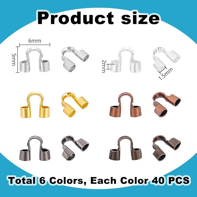PH PandaHall 240 pcs 6 Colors Brass Wire Guard Guardians Wire Protectors U - Image 2