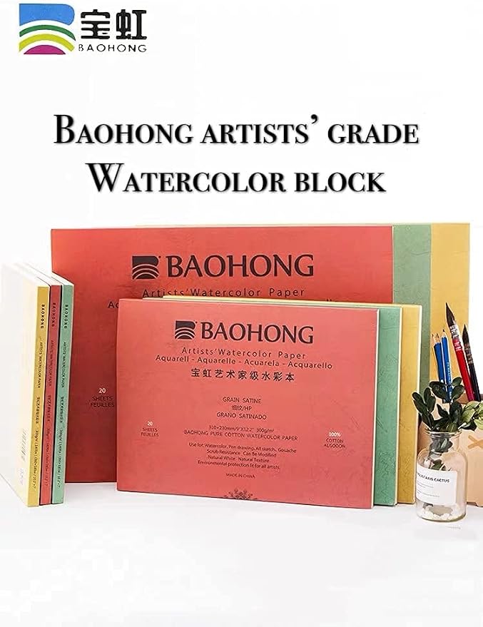 BAOHONG Artists' Watercolor Paper Block, 100% Cotton, 140LB/300GSM, Watercolor - Image 5