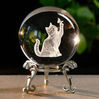 Cat Gifts for Women 3D Crystal Ball 60mm Cat Lover Themed Gift by ZRENJHUS