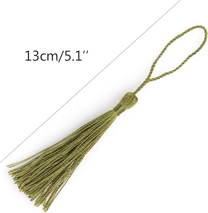 VAPKER 100 Pieces Olive Color 13cm/5-Inch Silky Handmade Soft Tassels Floss - Image 2
