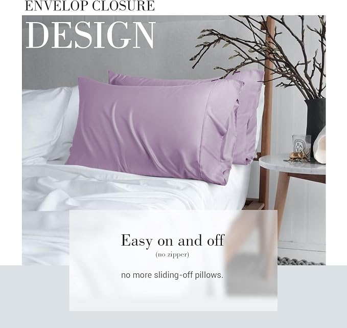 WishSmile Light Purple Cooling Pillowcases, 2 Pack, 20x36 inches - Image 5