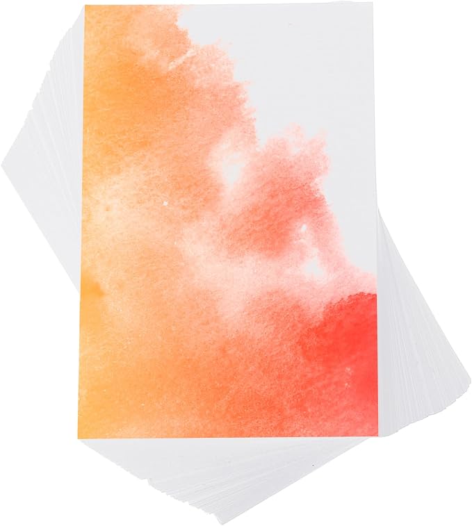 PATIKIL 100 Pcs Pure Cotton Watercolor Paper 140lb/300 GSM Water Coloring Paint by PATIKIL