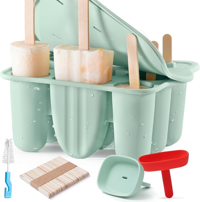 9-Cavity Popsicle Molds for Kids, Homemade BPA-Free Silicone Popsicle Maker by MEETRUE