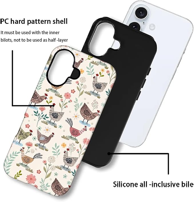 ZHEGAILIAN Case for iPhone 16, Chicken Farmhouse Animal Rooster Durable - Image 4