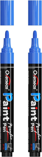 Overseas 2 Pack Blue Acrylic Paint Pens Permanent Markers, Medium Tip | by Overseas