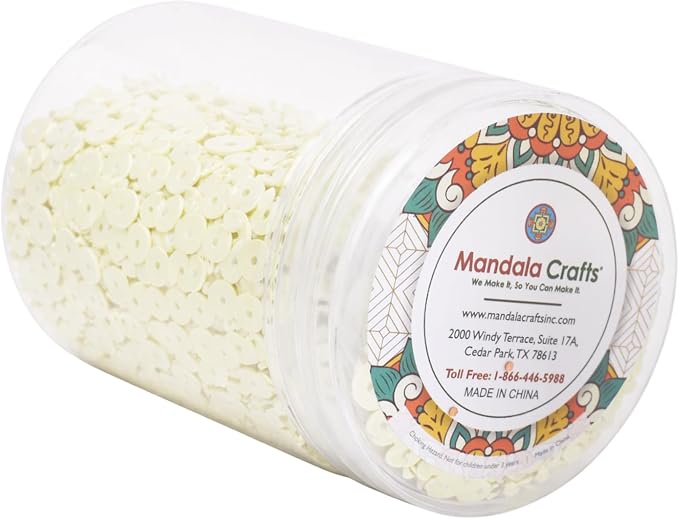 Mandala Crafts 6mm Cup Round Ivory Sequins - Image 4
