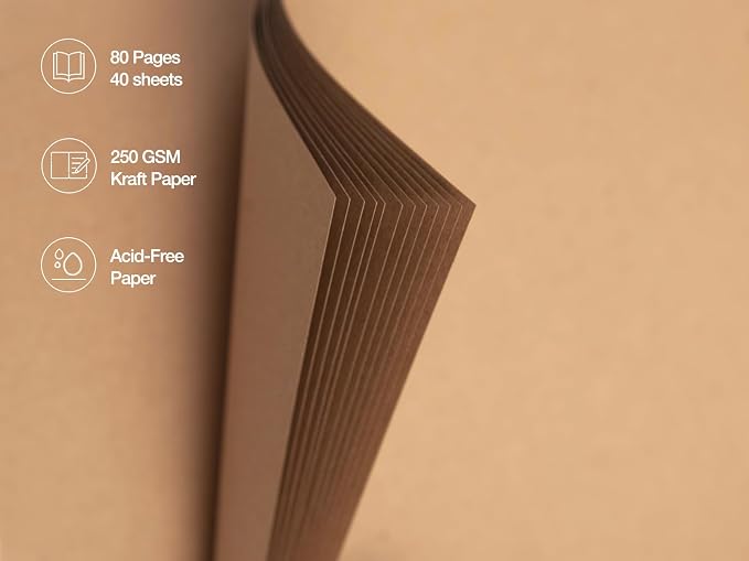 potricher 10 x 10 Inch DIY Scrapbook Photo Album 80 Pages Thick Kraft Blank - Image 5