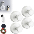 Suction Cup Hooks for Wreaths, 2025 New No Drill Suction Cup Hooks on Glass, Wreath Hanger for Front Door, Rustproof Hook Holder Towel Hook for Window Bathroom Mirrors Tile (4, White)