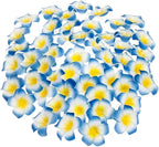 Pursuestar 100Pcs Blue Foam Hawaiian Frangipani Artificial Plumeria Flower - Image 4