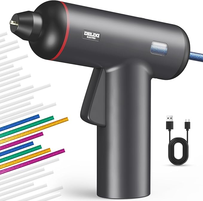 DELIXI Hot Glue Gun and Sticks Set, Cordless Glue Gun by DELIXITool