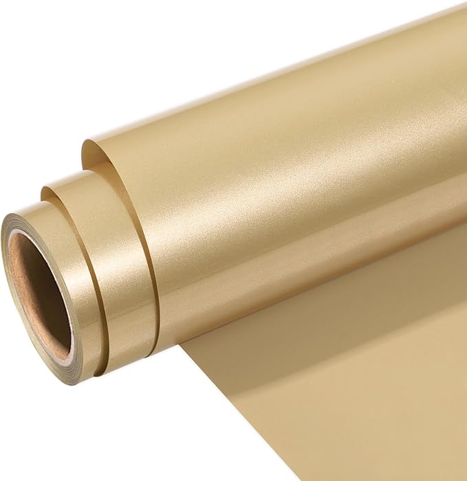 WRAPXPERT Gold Iron on Vinyl, Light Gold Heat Transfer Vinyl 12''x5ft Champagne - Image 8