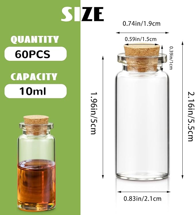 WFPLUS 60 Pcs 10ml Small Glass Bottles - Image 2