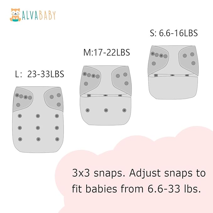 ALVABABY Baby Cloth Diapers 6 Pack with 12 Inserts Cloth Diaper Covers Adjustable Washable Reusable for Baby Girls and Boys 6DM129A