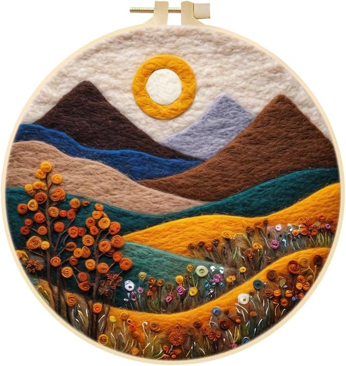 Eforcase Wool Felt Painting Needle Felting Kit, Flowers Landscape Tree Mountain by Eforcase