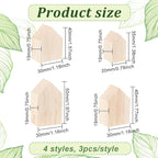 OLYCRAFT 12Pcs 4Sizes Unfinished Wood House Shaped Blocks Arrow Shape Wooden - Image 2