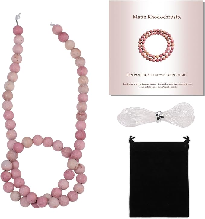 6mm Matte Pink Rhodochrosite Bead, 15-Inch Matte Round Loose Stone Beads by THRELE