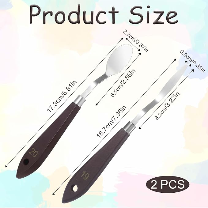 2Pcs Oval Palette Knife Pallet Knife Width Palette Knives Stainless Steel No.20 - Image 2
