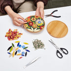WEBEEDY DIY Mosaic Craft Kit Flower Mosaic Bamboo Coasters Kits - Image 5