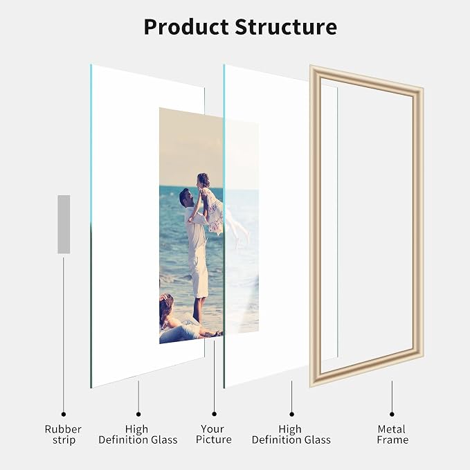 Gold Picture Frames Set of 3, Metal Geometric Photo Frame - Image 3