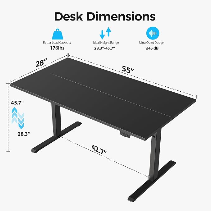 Agilestic Electric Standing Desk, 55 x 28 Inches Height Adjustable Desk - Image 8