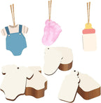 Baby Shower 30Pcs Unfinished Wooden Gift Ornaments DIY Craft Present Paintable by Tmflexe