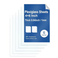 6 Pack Clear Plexiglass Sheets 4×6×0.04In Thin PET Plexi Glass Sheets by Polvtor