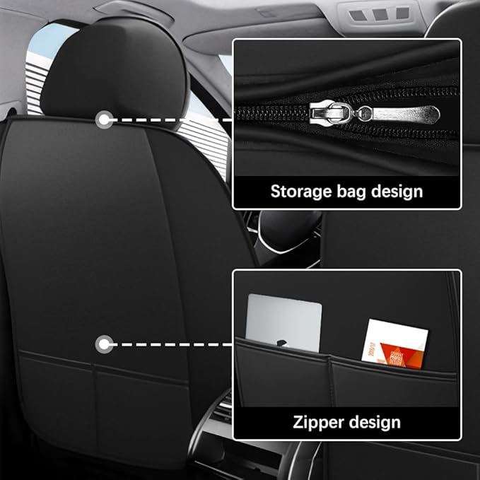 Leather Seat Cover for Ford Edge 2010-2026,Waterproof Soft Seat Covers,Interior Accessories Seat Covers Cushion Vehicle Protector Airbag Compatible(Black&Red,Full Set with Pillow)