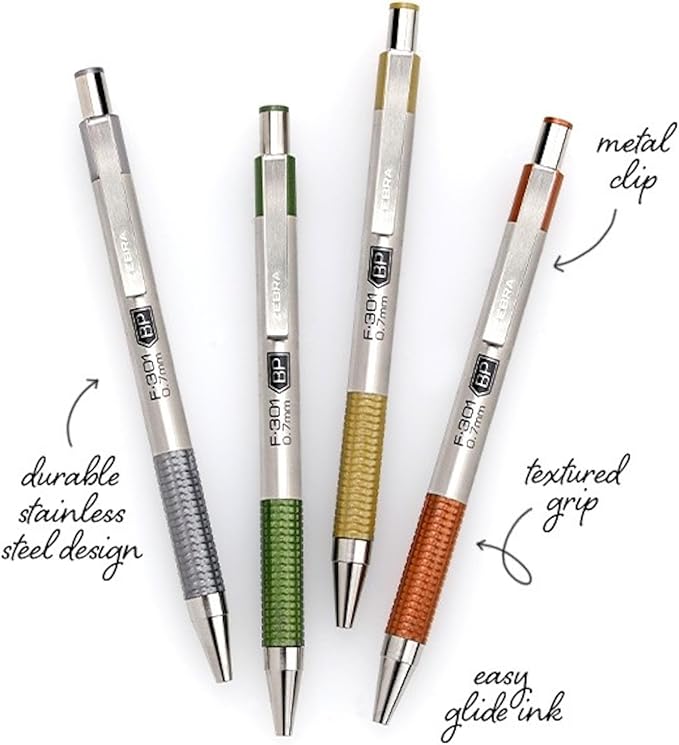 Zebra Pen F-301 Signature Series Retractable Ballpoint Pen, Stainless-Steel - Image 4