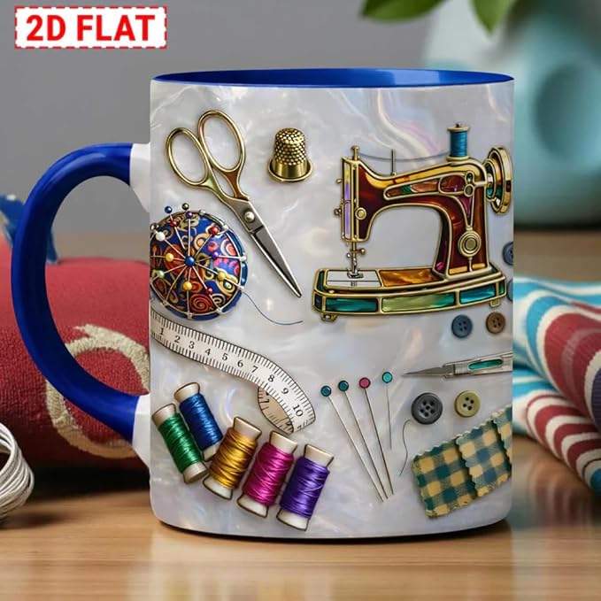 Love Sewing Personalized 2D Printed Custom Faux Stained Glass Sewing Ceramic Mug - Image 5