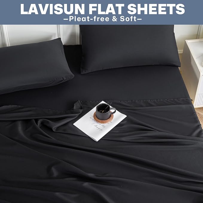 Lavisun Queen Flat Sheets 2 Pack, Hotel Quality Flat Bed Sheets, Brushed - Image 8