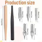 salbsever 12PCS Dip Pen Nibs, Dip Pen Set, 2 Wooden PenHolders and 10 Stainless - Image 2
