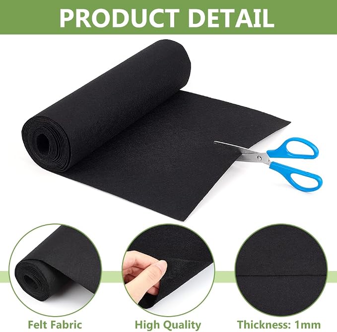 BENECREAT 118x11.8Inch Black Felt Roll, Fabric Sheets Soft Woven Nonwoven - Image 4