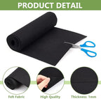 BENECREAT 118x11.8Inch Black Felt Roll, Fabric Sheets Soft Woven Nonwoven - Image 4