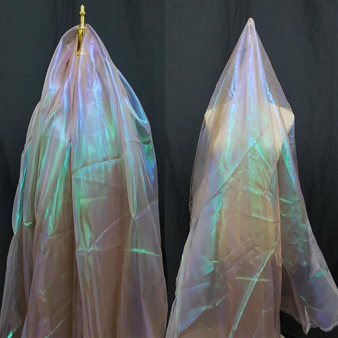 Coffee Brown Iridescent Organza Fabric - Image 4