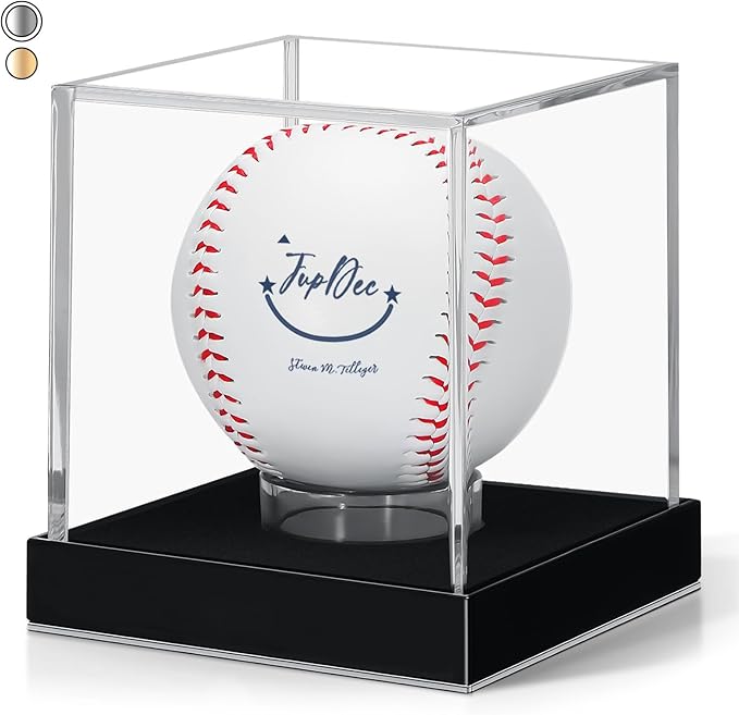 JupDec Baseball Display Case for Single Autograph Ball, UV Protected Stand Box by JupDec
