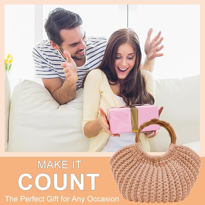 ACRNIGHEET Crochet Bag Kit for Adults Khaki Handbag Kit for Beginners Tote Bag - Image 7