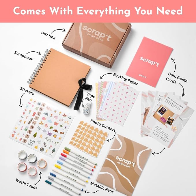Scrapbook Kit - 80 Page Photo Album DIY Scrapbook - Holds 300+ Photos, - Image 3