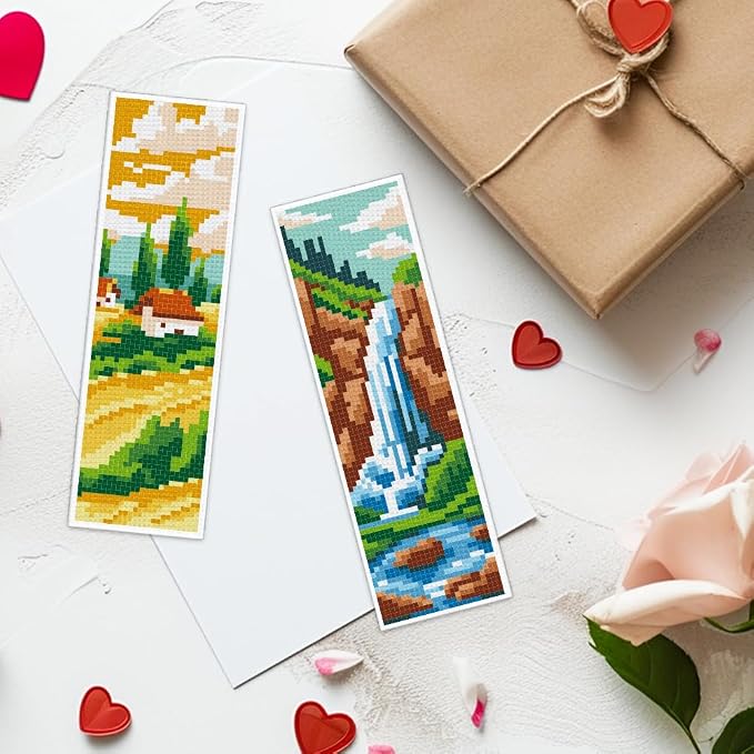 ACRNIGHEET 6pcs Cross Stitch Bookmark Kits, Landscape DIY Cross Stitch Bookmarks - Image 7