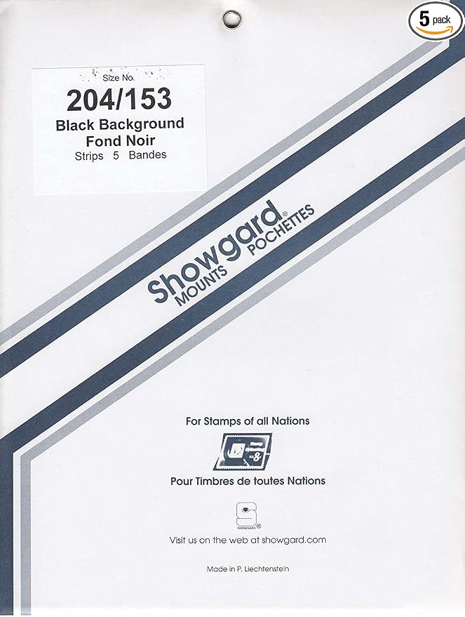 Strip Style Stamp Mounts Size 204/153 Black by Showgard
