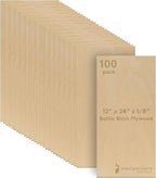 Baltic Birch Plywood, 3 mm 1/8 x 12 x 24 Inch Craft Wood, Box of 100 B/BB Grade by Woodpeckers