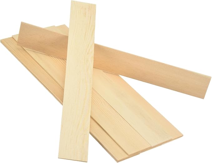 MECCANIXITY 10Pcs Wood Strips Slats, 1/8" x 1‑5/8" x 12" Thin Wood Sticks Flat by MECCANIXITY