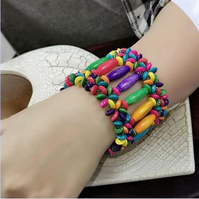 400Pcs Large Hole Wood Beads, BetterJonny Assorted Color Wooden Beads Hair - Image 3