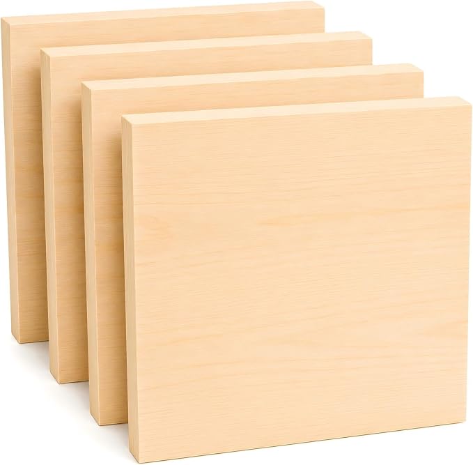 4 PCS Solid Wood Blocks, Laser Engraving, DIY Signs, Home Decor and Craft by Keshufu