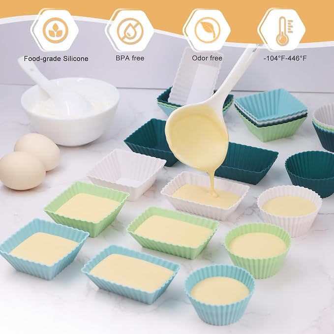 24Pack Silicone Muffin Cups, Reusable Cupcake Liners Molds - Image 2