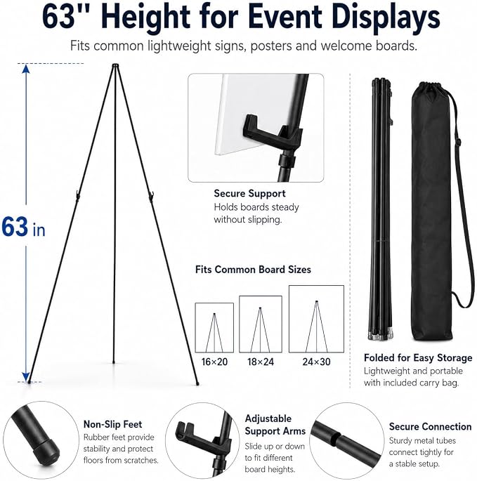 RRFTOK 63 Inch Easel Stand for Sign, Poster Stand and Wedding Sign | - Image 7