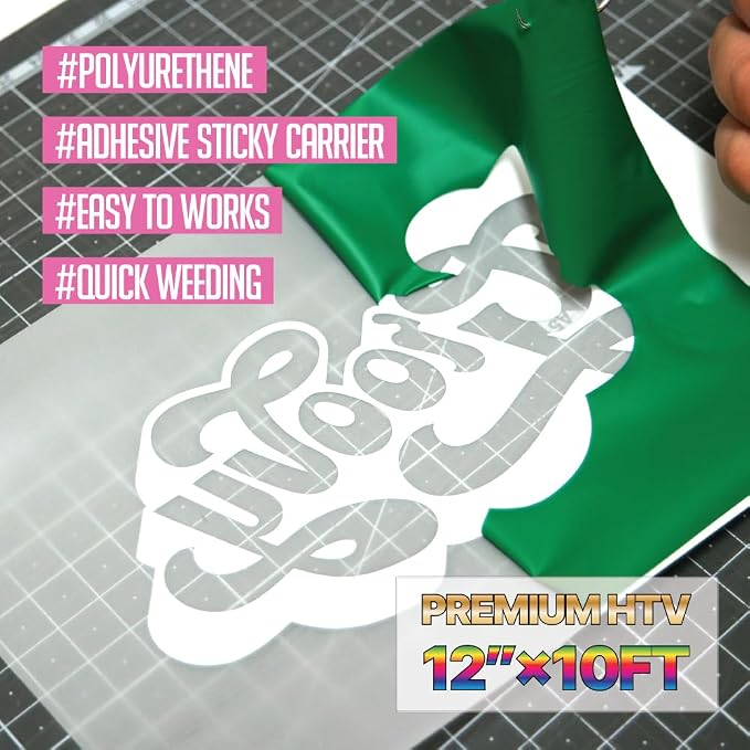 PU Heat Transfer Vinyl 12"×10ft Roll Green – HTV - Image 2
