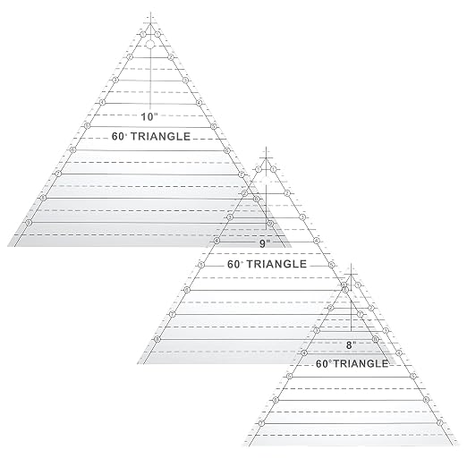 3 Pcs 60 Degree Triangle Ruler for Quilting, 10 Inch Acrylic Template Ruler by Unknown
