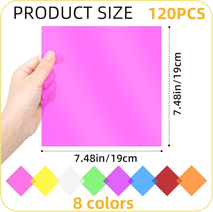 120Pcs Colored Cellophane Sheets, Transparent Plastic Sheets, Cellophane Wrap - Image 3