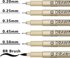 Muchcute Micro Fineliner Drawing Art Pens: 6 Black Fine Line Waterproof Ink Set - Image 2